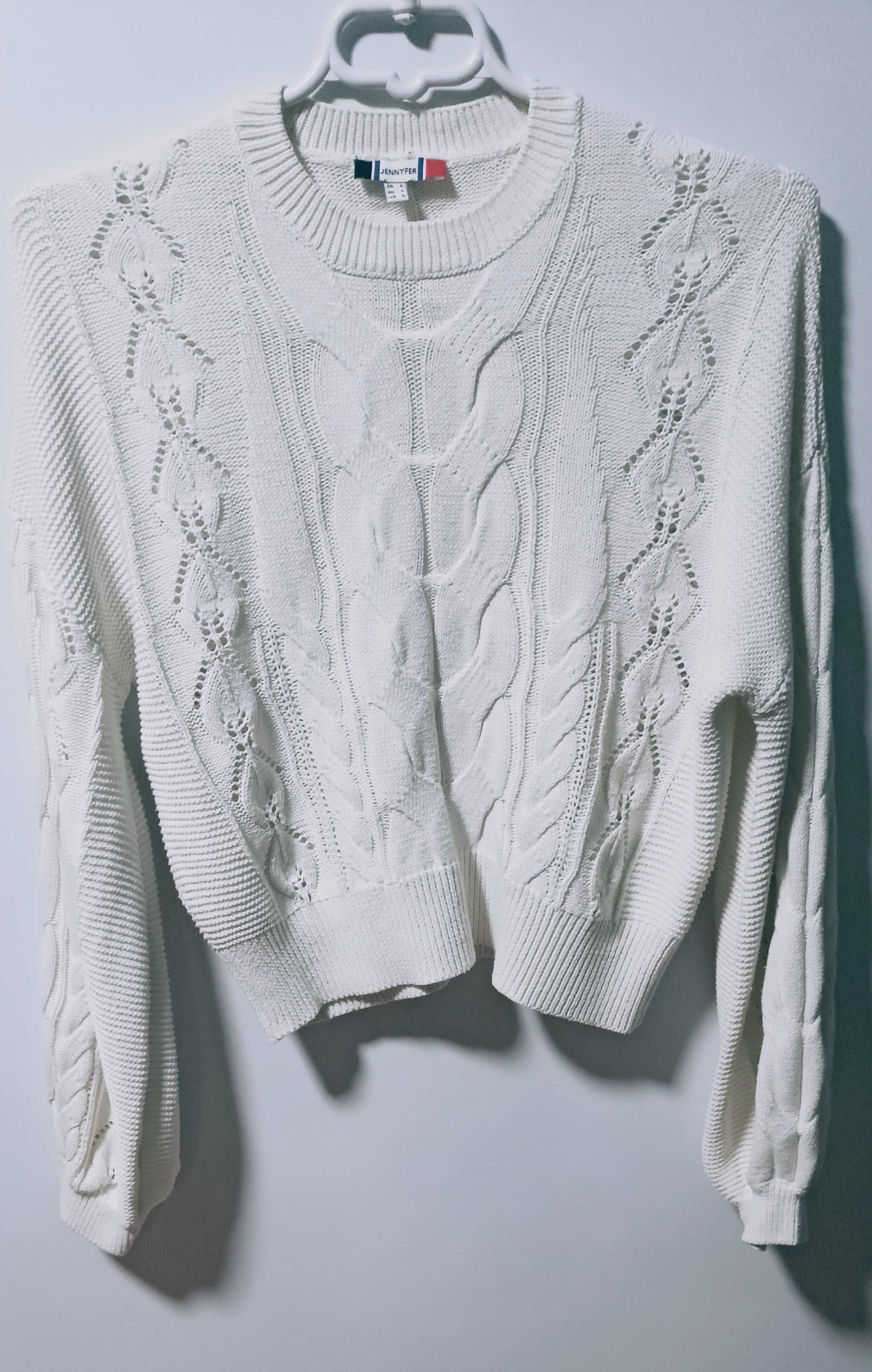 Bawełniany sweter ażurowy warkocze L,XL Jennyfer
