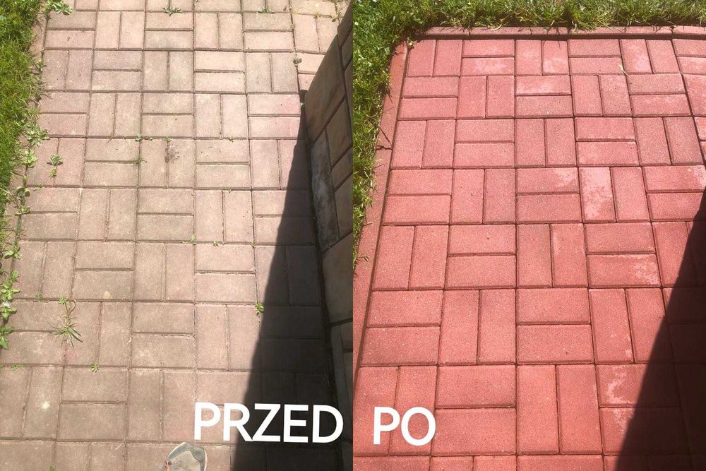 Usługi mycie ciśnieniowe kostki brukowej, elewacji, dachów