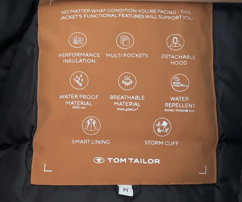 «TOM TAILOR” зимова чоловіча куртка 100%