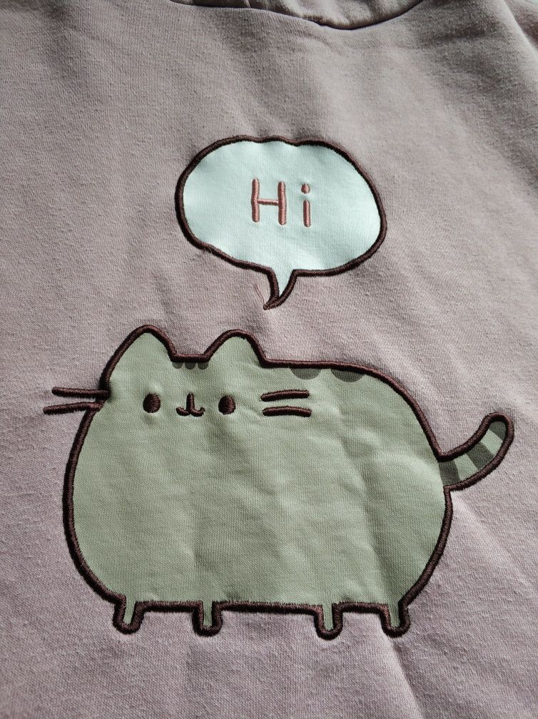 Pusheen różowa bluza z kapturem hoodie bez kieszeni kot kotek