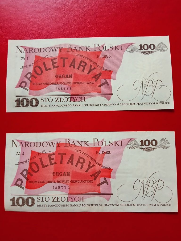 Banknot 100 zł Ludwik Warynski seria  RM  ( destrukt)