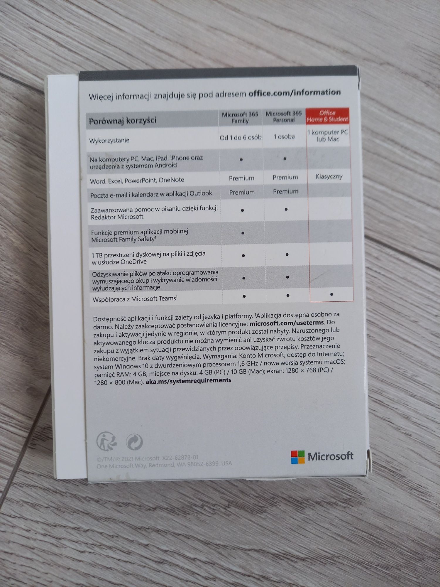 Nowy Microsoft office home & student 2021.
