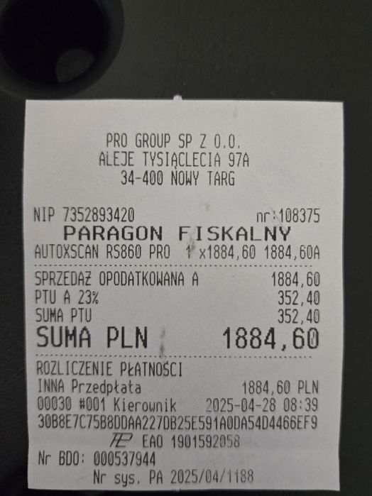 Tester diagnostyczny auto X skan rs860p 1200plnro