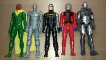 5 bonecos War Machine, Homem Formiga, Ultron, Vision e Soldado Inverno