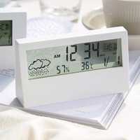Zegar termometr higrometr LCD biały