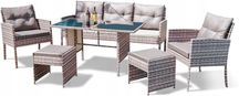 Meble ogrodowe zestaw mebli ogrodowych stół krzesło sofa taboret szare