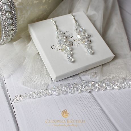 Biżuteria ślubna Crystal AB bransoletka i kolczyki