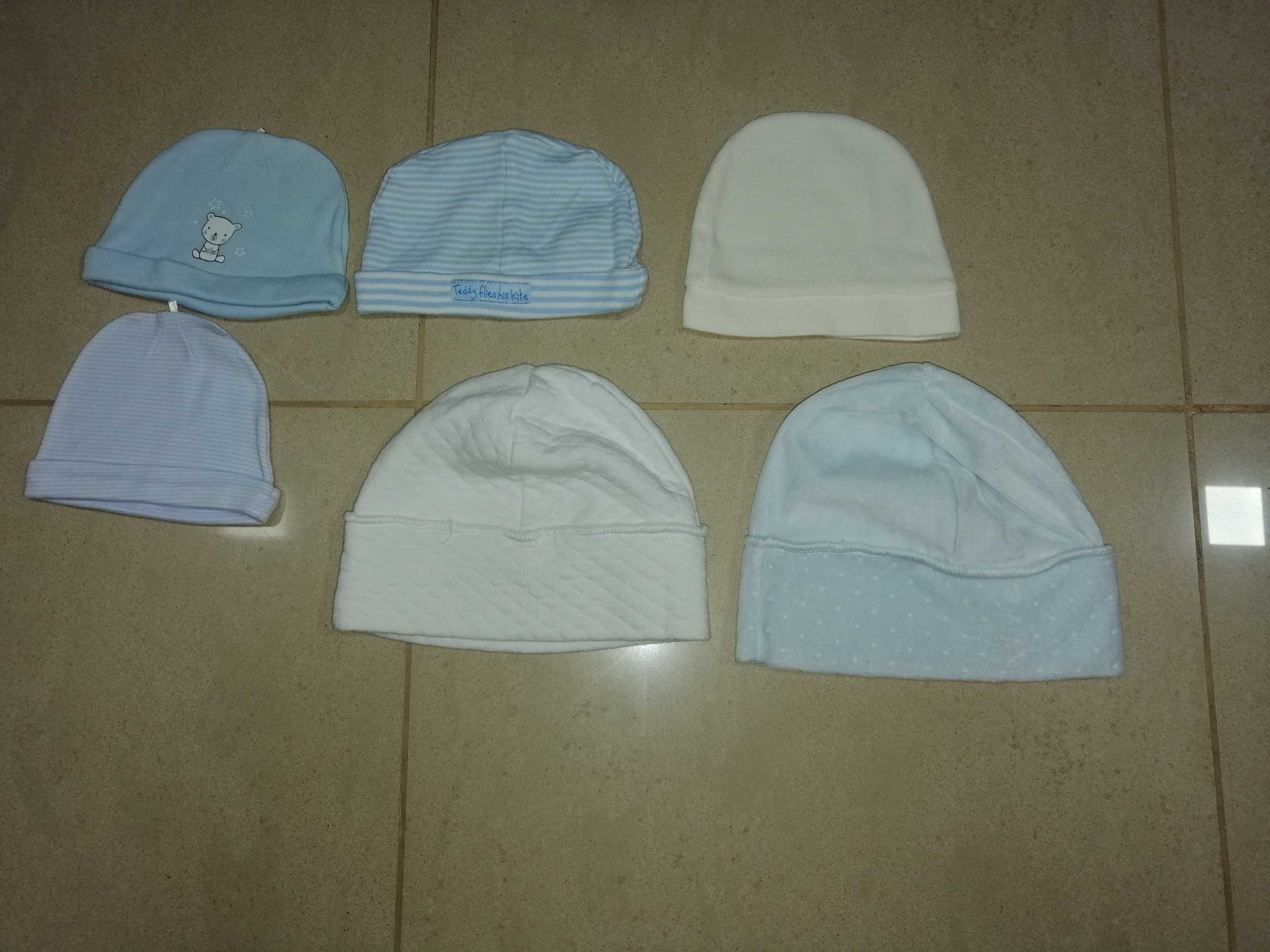 6 gorros, desde recém-nascido até 12 meses