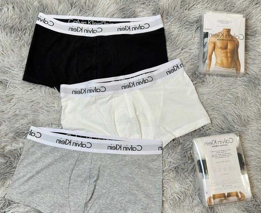 Zestaw bokserek CK – 3-częściowy: szary, biały, czarny, uniwersalny