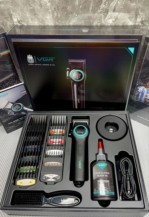 Акумуляторна Машинка VGR V-001,10 насадок,9000 RPM,AKБ 4600 mAh,LED