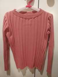 Sweter różowy dziewczęcy w prozki