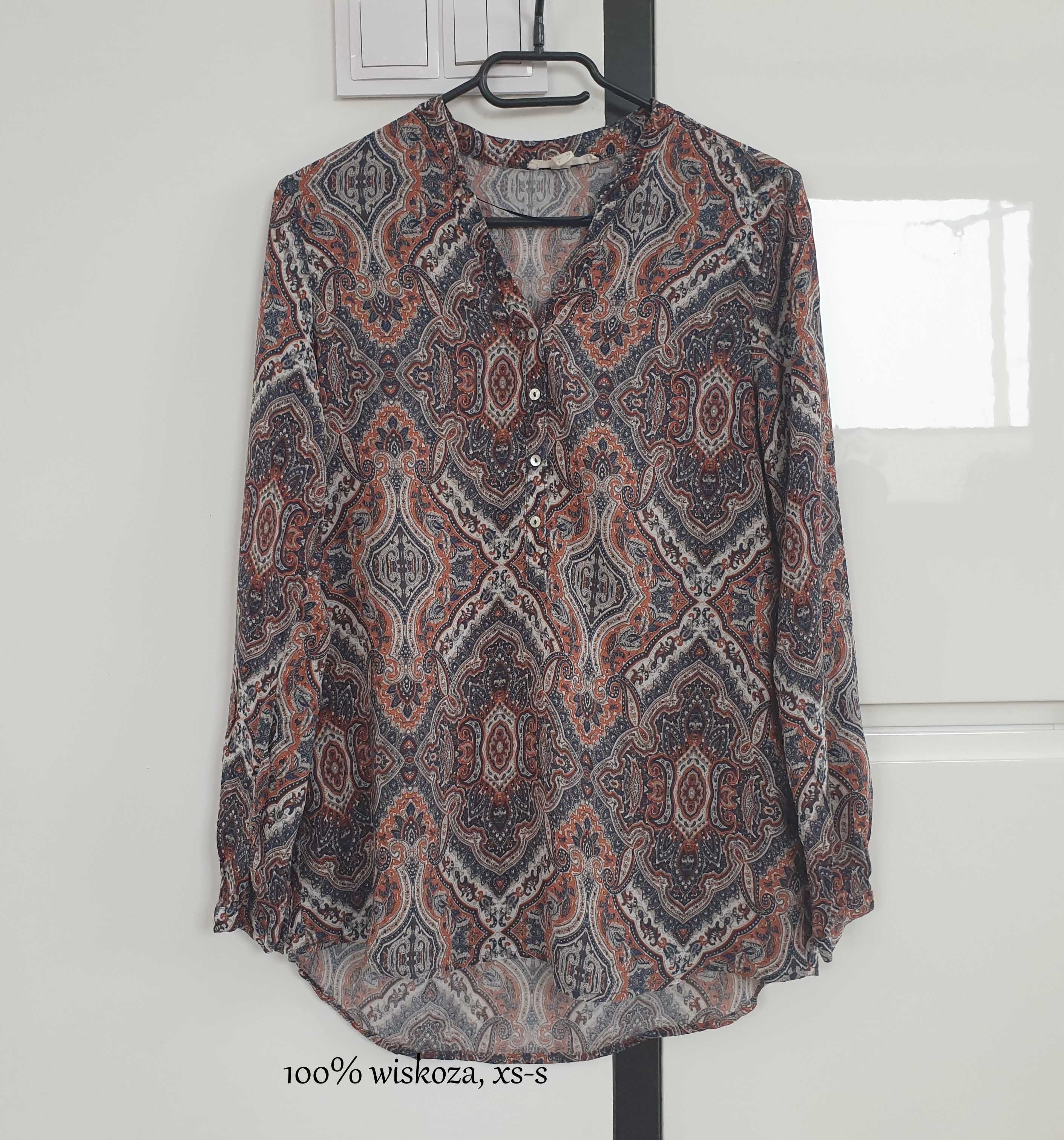 Bluzka/tunika w kolorowy super modny print, 100% wiskoza, Esprit, xs-s