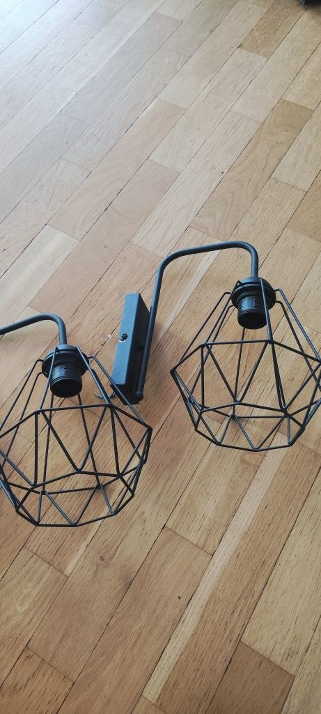 3 kinkiety loft czarne lampy oświetlenie