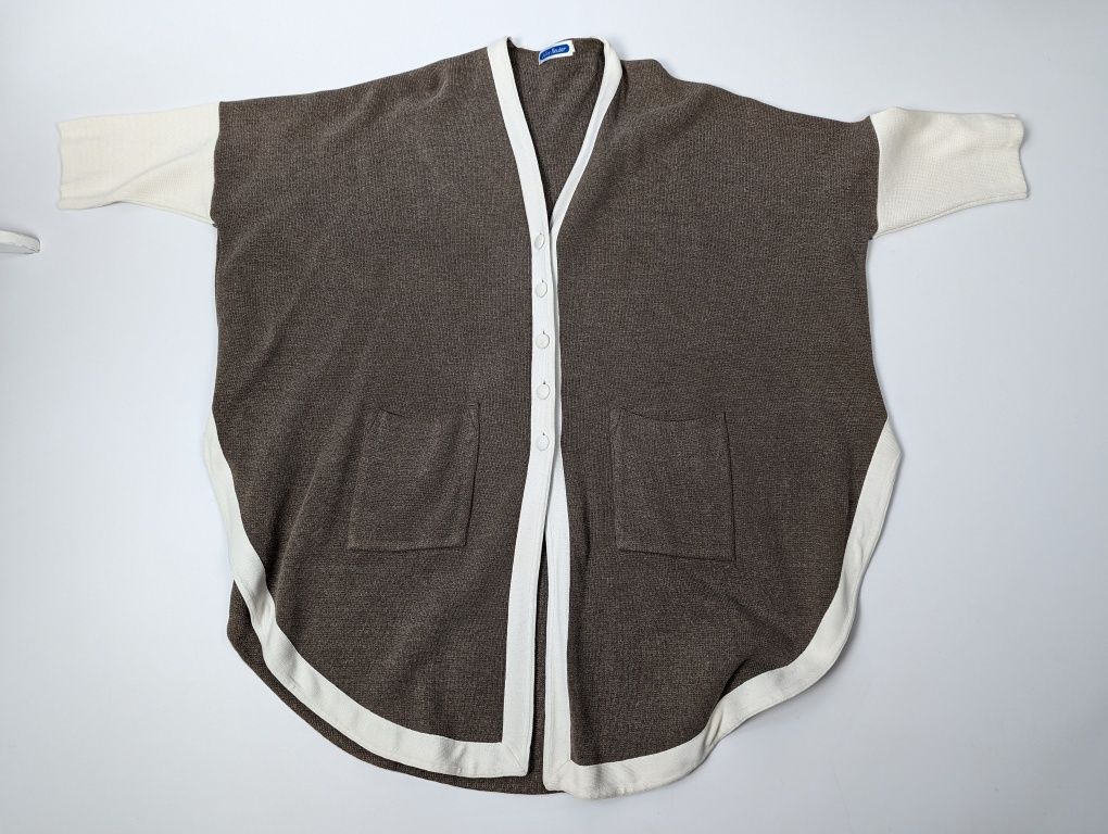 Beżowa ciepla wierzchnia narzutka kardigan gęsty splot freesize/  M38