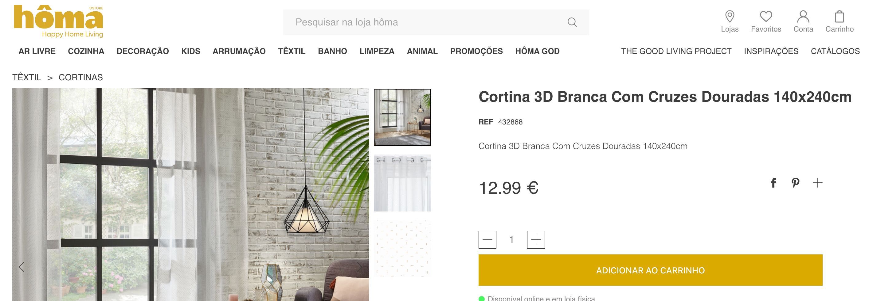 Cortinados Branco e Dourado - Hôma