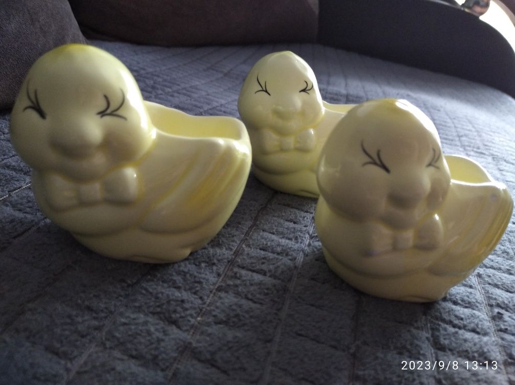 Figurki porcelanowe kurczaki 3 szt