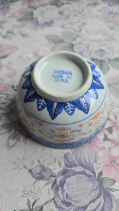 Conjunto chinês de taça e colher bago arroz
