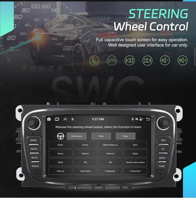 Rádio Ford Focus S-Max Galaxy Kuga Android Auto Carplay 4/64GB WiFi BT