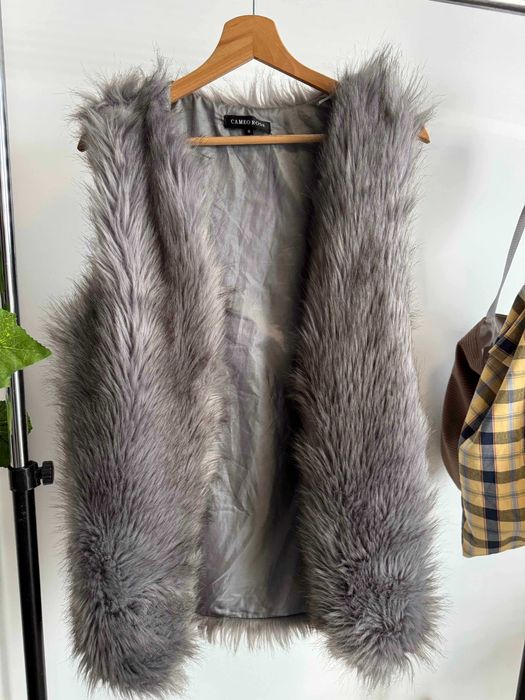 Futrzana kamizelka bezrękawnik w szarym kolorze r. S