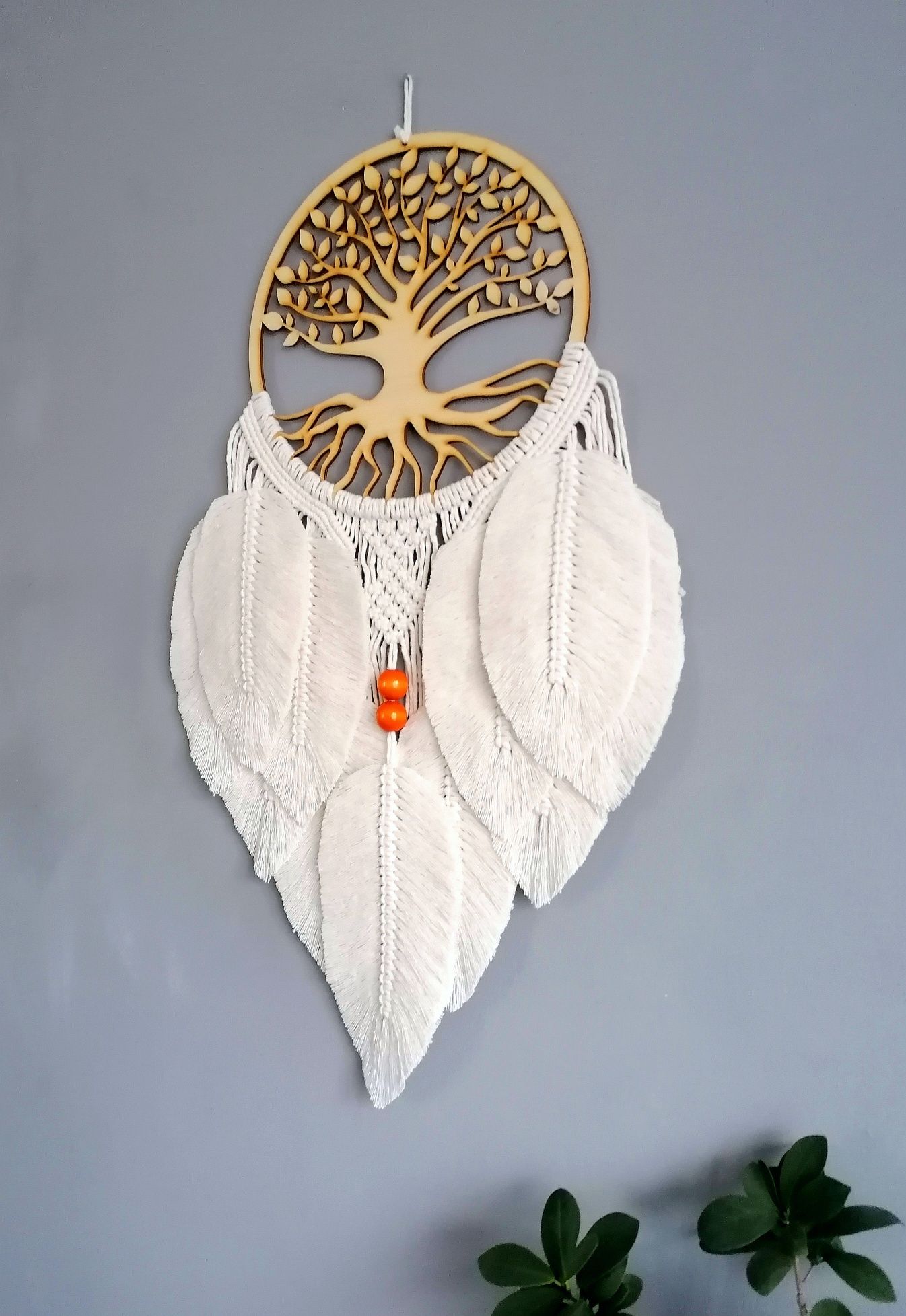 Łapacz snów dreamcatcher drzewo życia z koralikami dekoracja BOHO