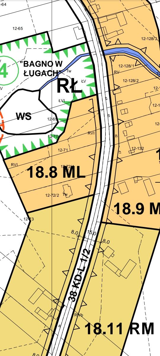 Działka 2230 m2 ogrodzona w miejscowości Ługi gm Stryków