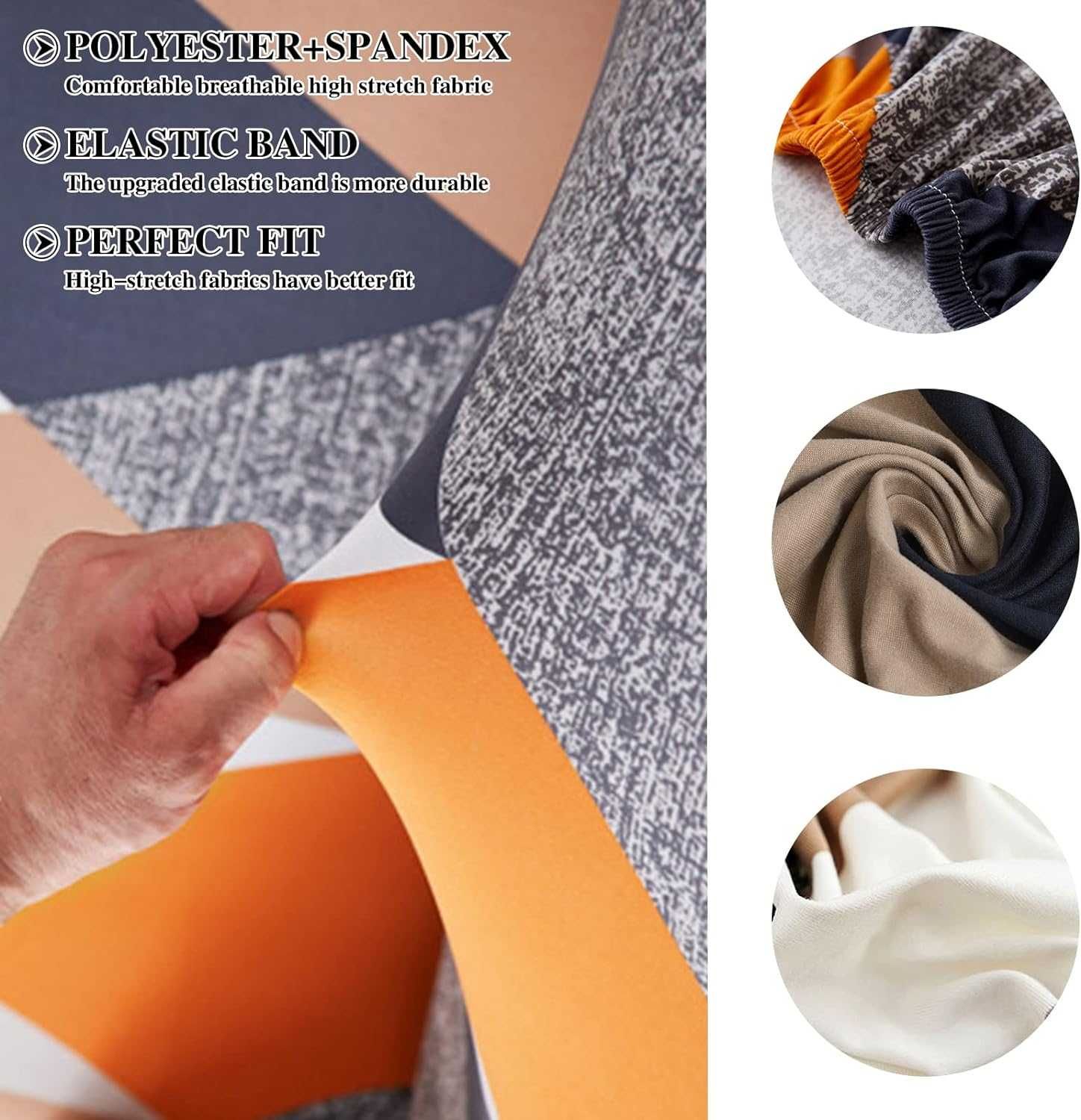 Nowe pokrowce na krzesła / wzór / spandex / zestaw 6szt !3062!