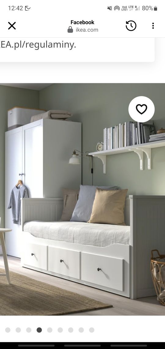 Łóżko / leżanka 2 osobowa Ikea Hemnes biala