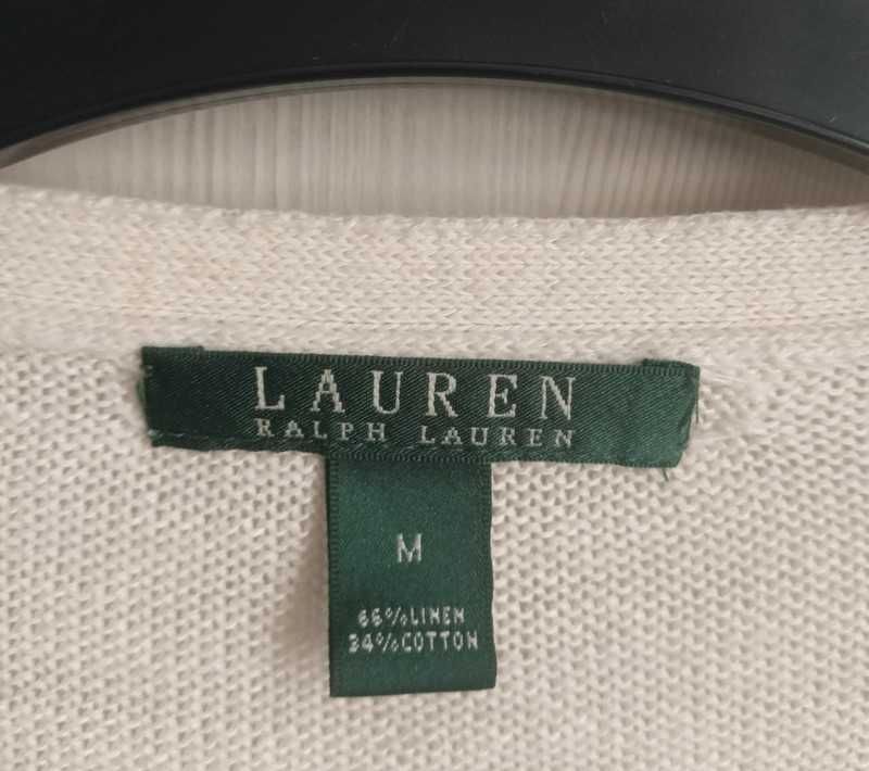 M 38 S 36 oversize kremowy vintage 100% len bawełna Ralph Lauren