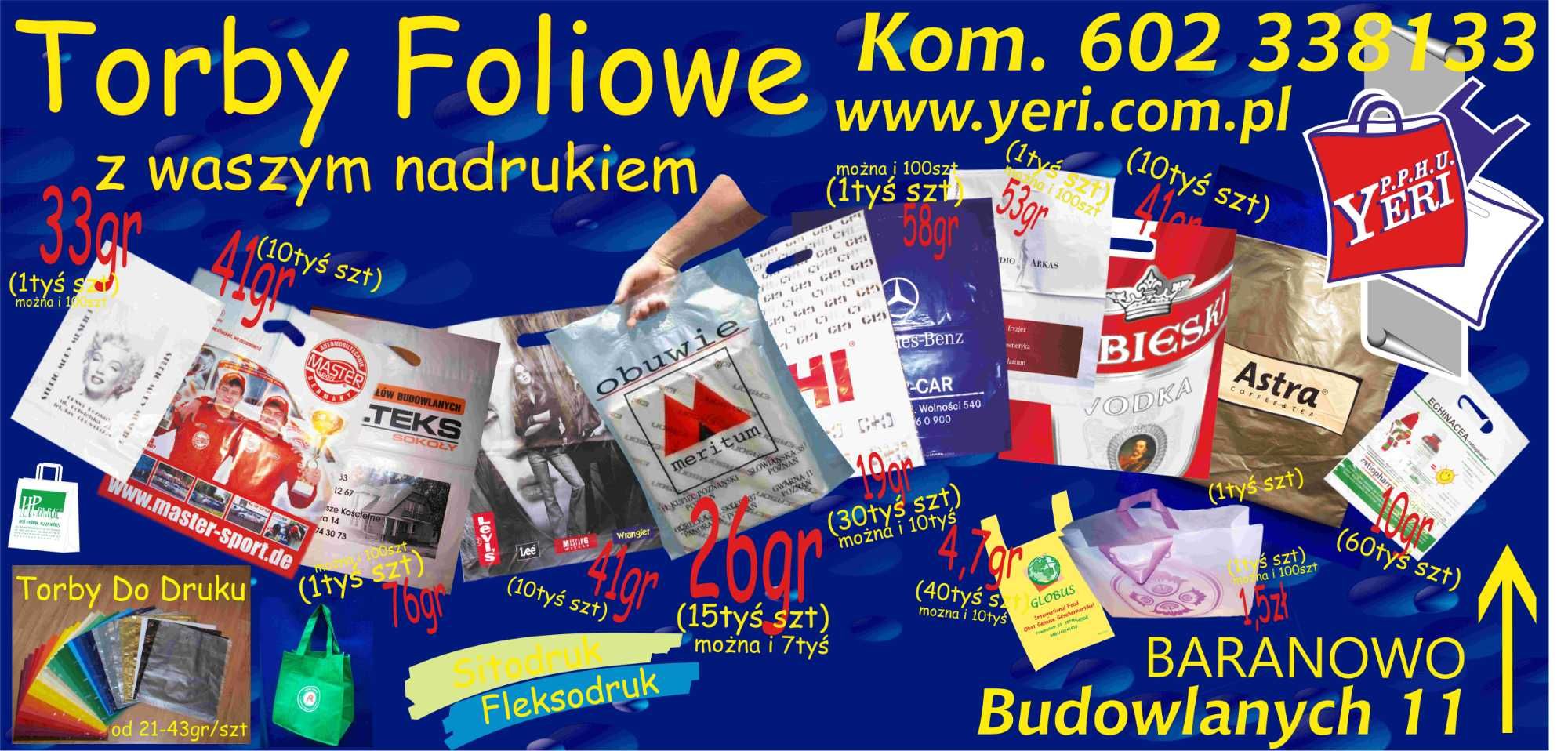 Torby foliowe Reklamówki duże DKT 60x70x0,045 mrożone mocne 100szt