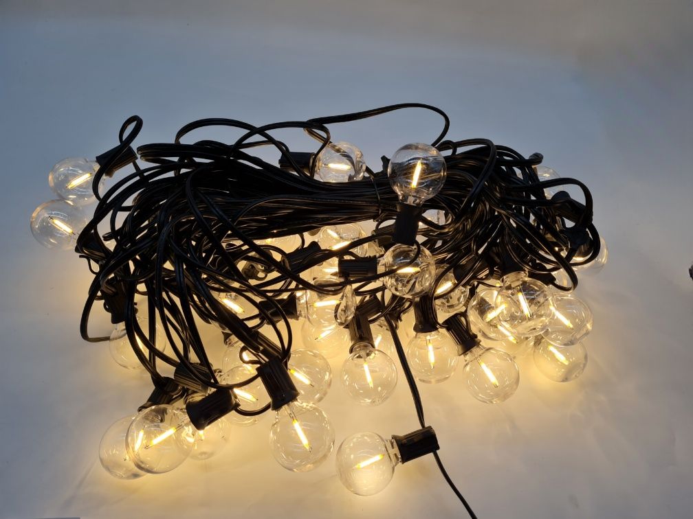 Zewnętrzna girlanda ogrodowa lampki LED 30m 50 żarówek pilot 2700K