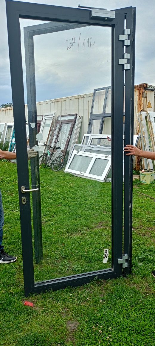 Drzwi aluminiowe  P.poź  antracyt super stan dostawa gratis cały Kraj