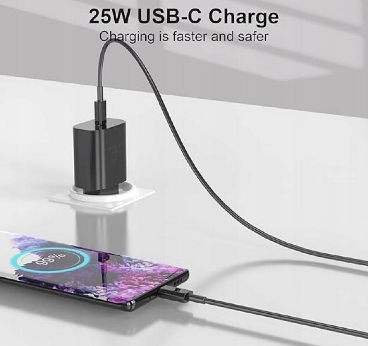 Zestaw 2 Ładowarek + 2 kable długie 2m USB C szybkie ładowanie 25 W