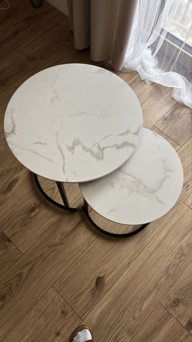 Stolik kawowy biały marmur 2w1