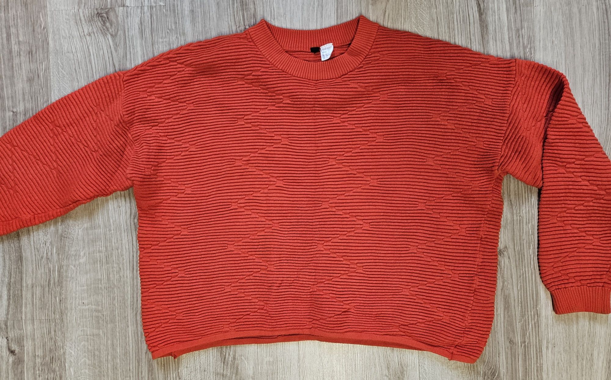 Czerwony sweter h&m  bawełna  s pomarańczowa czerwień