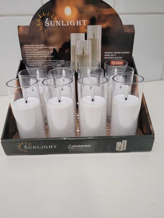 Świeca LED efekt ruchomego płomienia wkład do zniczy na baterie 12SZT
