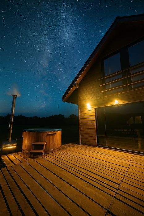 Domek Mazury nad jeziorem sauna balia jacuzzi