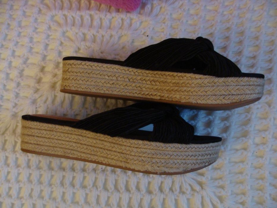 nowe czarne klapki platforma espadryle