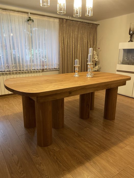 Nowoczesny stół/ nogi toczone/ drewno debowe