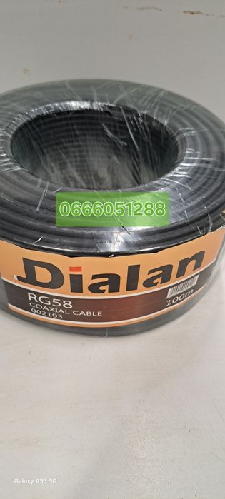 Кабель RG-58U Dialan RG58U CCA (черний) 0.8мм моно жила Бухта 100м