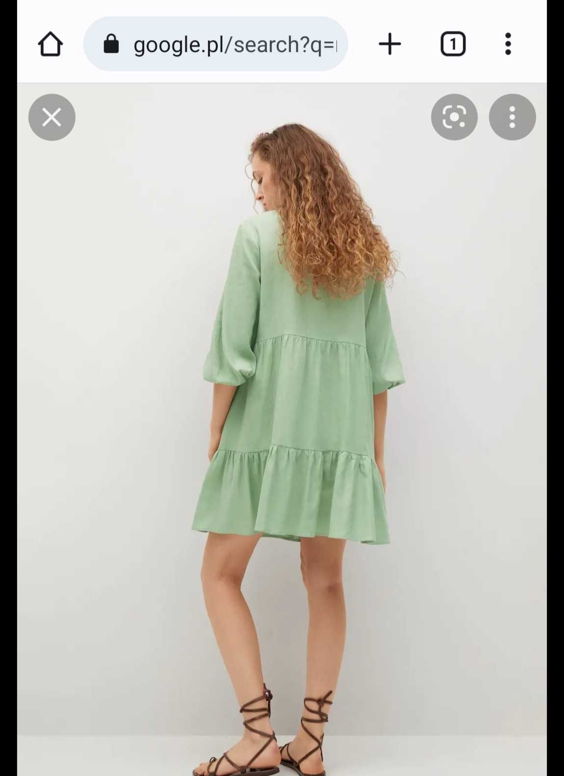 Sukienka nowa zielona lniana z lnem Mango L luźna