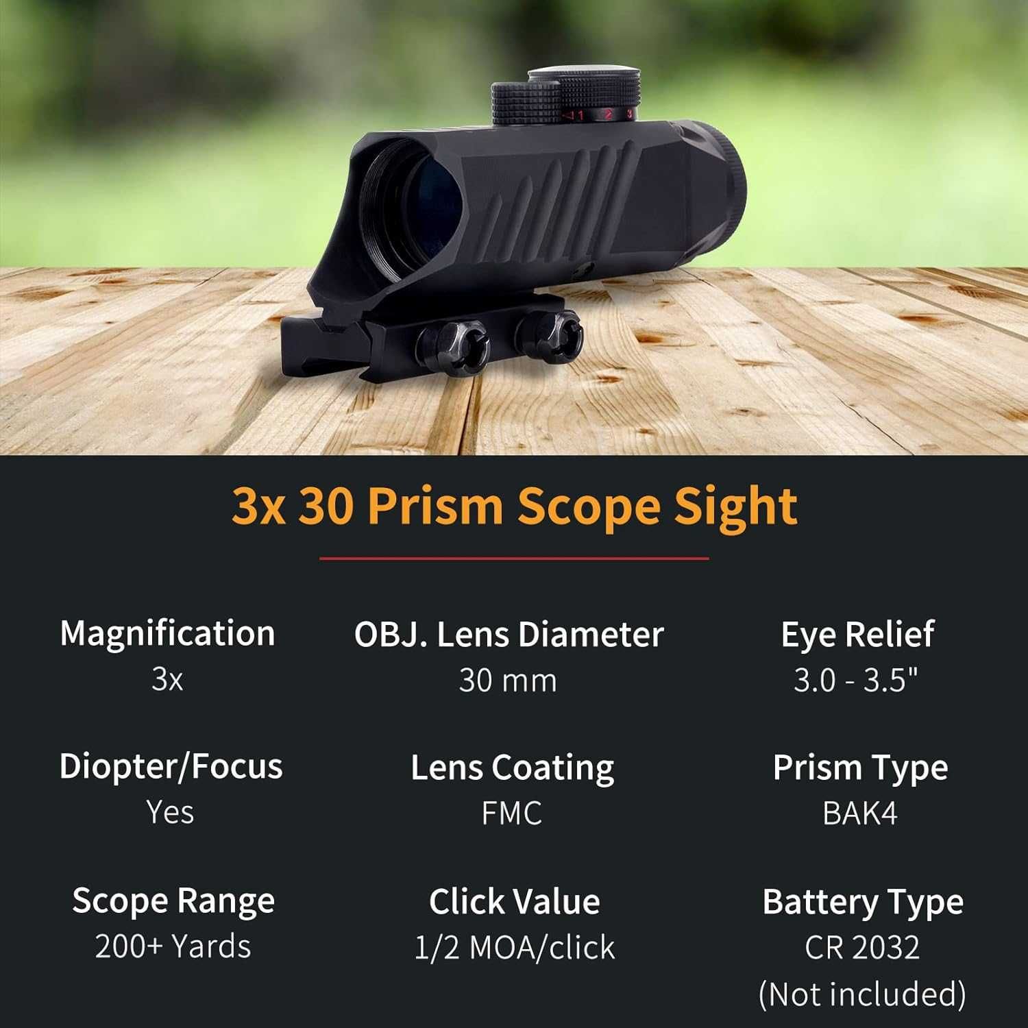FOCUHUNTER Thloft z czerwonym ściegiem 3X30, kompaktowy wizjer,