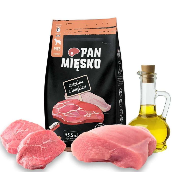 Pan Mięsko Cielęcina Z Indykiem 20kg XL dla dorosłych psów dużych ras