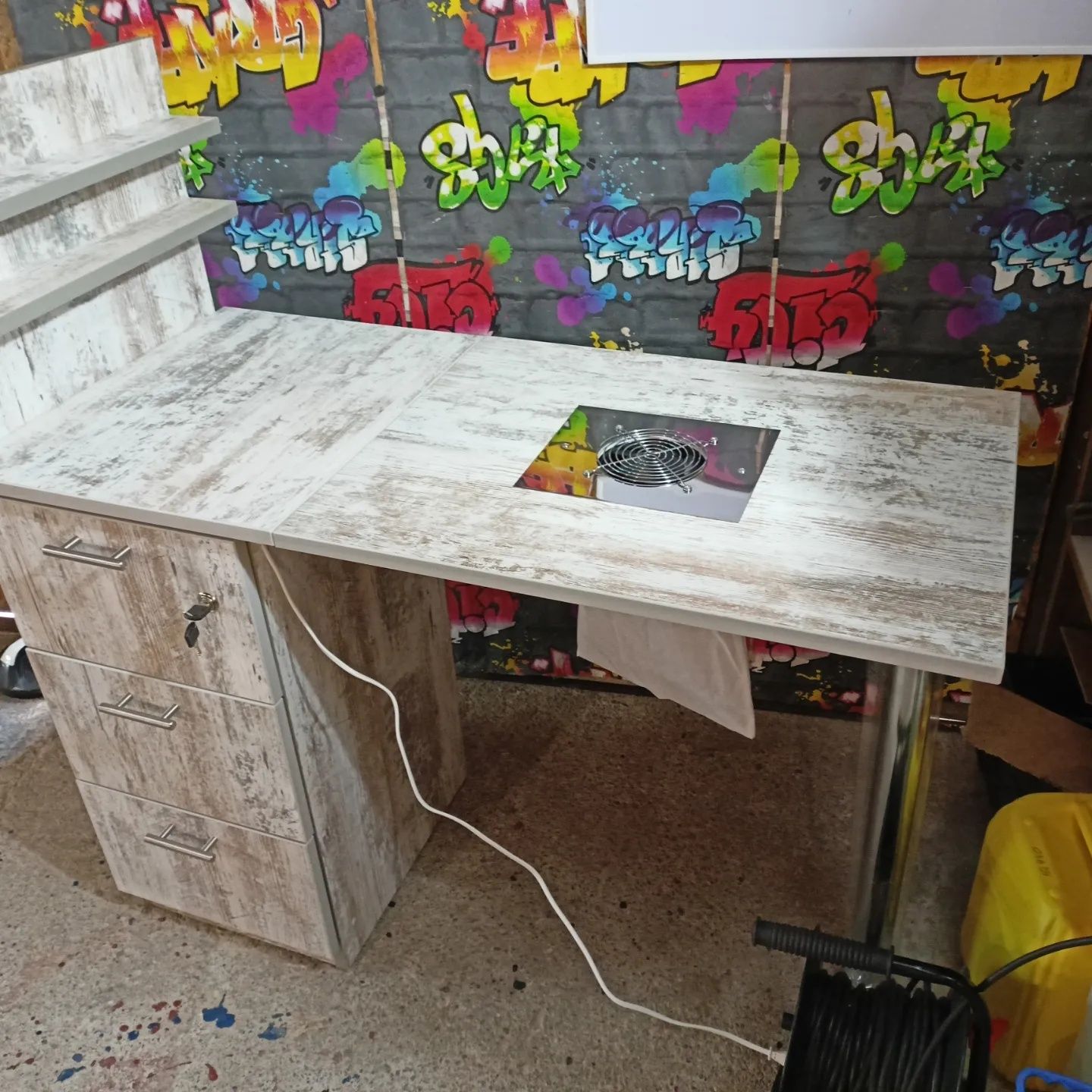 Маникюрный стол Кантри с  вытяжкой  раскладной