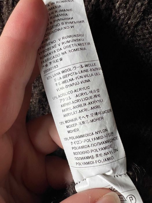 Benetton Stile brązowe ponczo poncho narzutka z wełną guziki