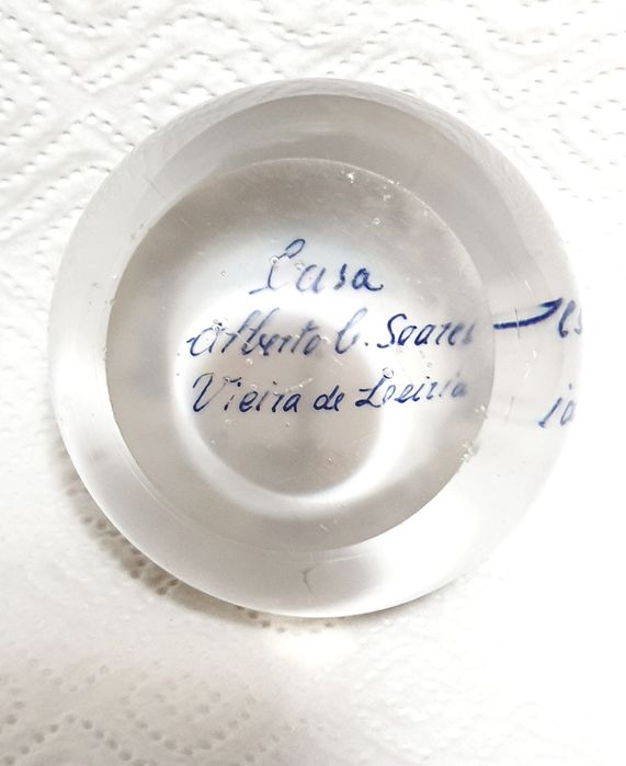 Fantástico pisa papel publicitário em vidro artístico português