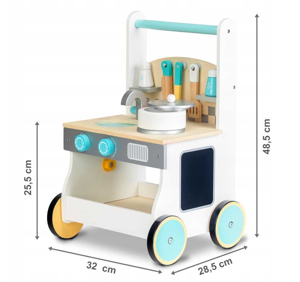 Drewniana kuchnia dla dzieci pchacz wózek Ecotoys