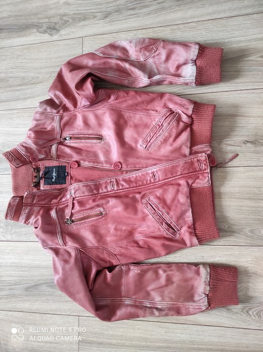 Kurtka skórzana pudrowy róż