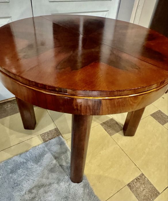 Stół art deco okrągły  przedwojenny