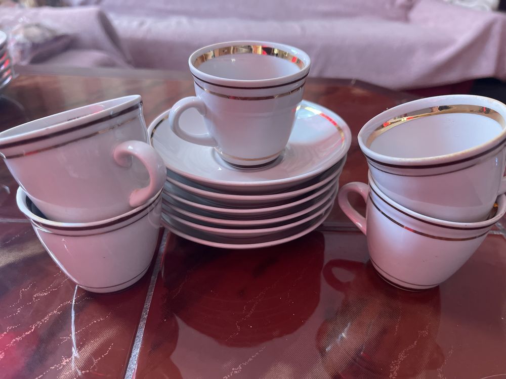 Чашки и блюдца кофейные 3-х видов (цена за набор из 6 шт)