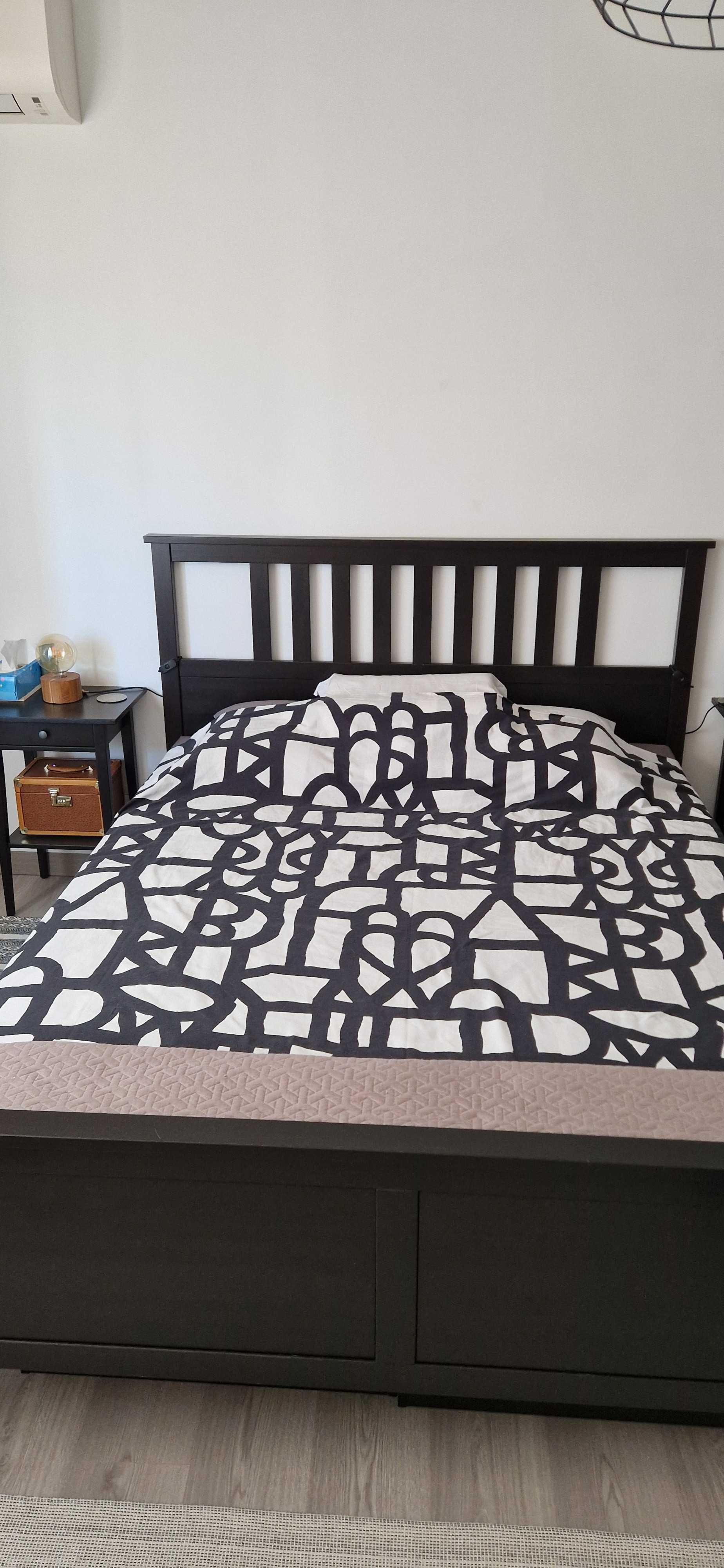 Cama de casal Hemnes com estrado de ripas Lönset